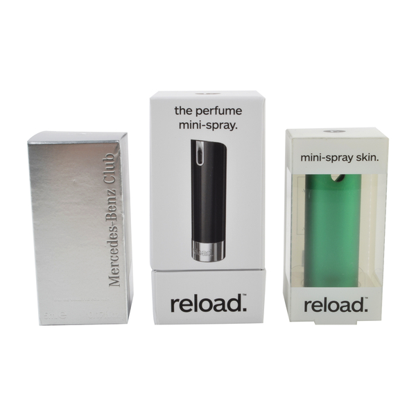 Reload Mini Perfume Spray Black (Incl. Mercedes Club Mini Men - 5ml & Aluminium Green)