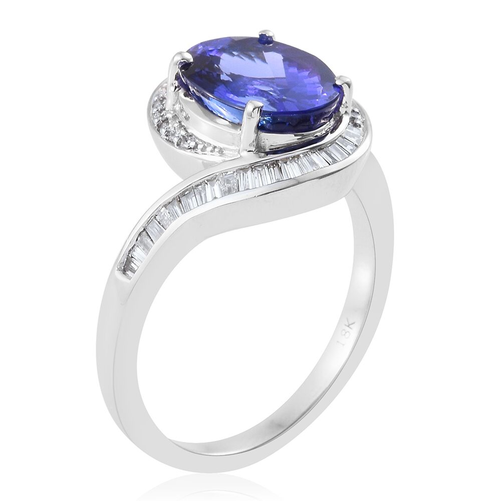 Exclusive Edition-ILIANA 18K W Gold AAA Tanzanite (Ovl 4.75 Ct), Diamond (SI-G-H) Ring 5.000 Ct.Gold wt 7.00 Gms