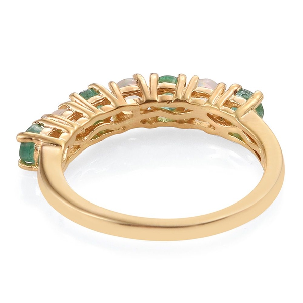 Brazilian Emerald (Rnd), Ethiopian Welo Opal Ring in 14K Gold Overlay Sterling Silver 1.000 Ct.