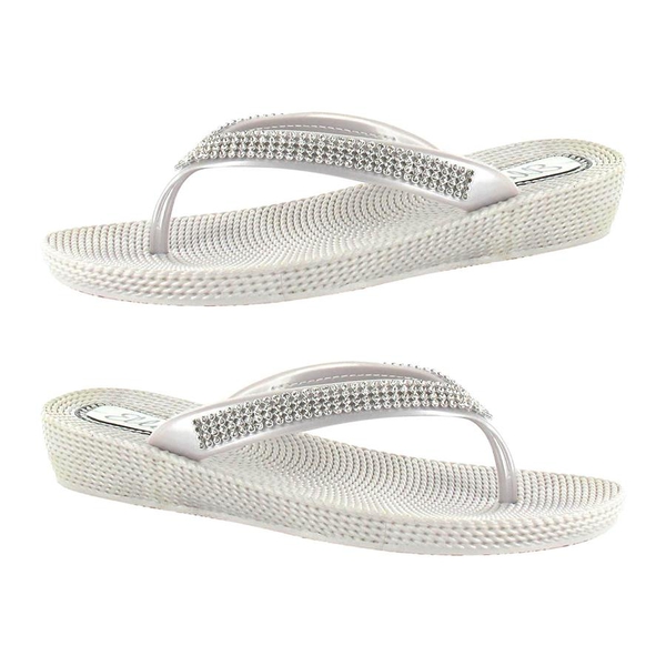 Ella Diamante Toe Post Sandals (Size 4) - Silver