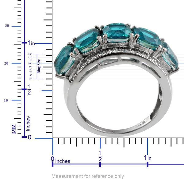 Capri Blue Quartz (Cush) 5 Stone Ring in ION Plated Platinum Bond 6.500 Ct.