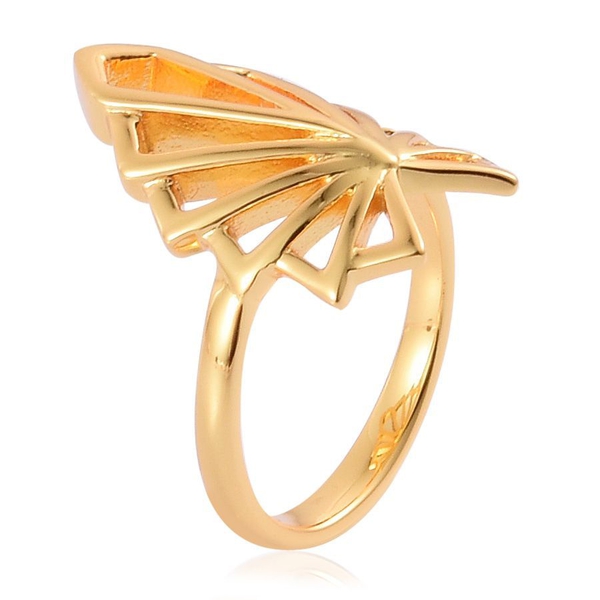 LucyQ Art Deco Ring in Yellow Gold Overlay Sterling Silver 4.94 Gms.