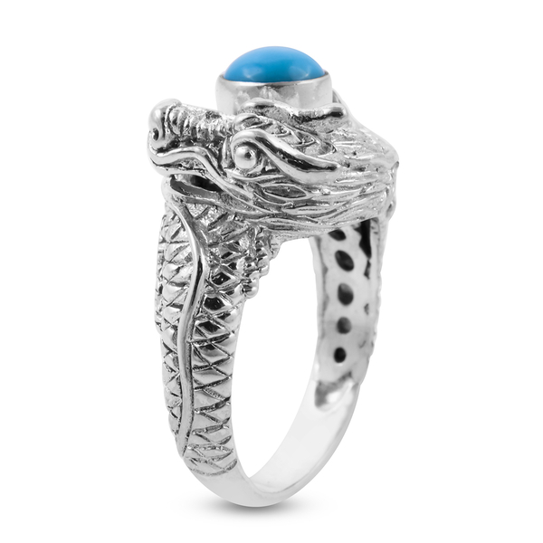 Royal Bali Collection - Arizona Sleeping Beauty Turquoise Ring in Sterling Silver 1.35 Ct, Silver Wt. 8.50 Gms.