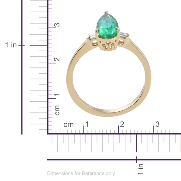 ILIANA 18K Y Gold AAA Boyaca Colombian Emerald (Pear), Diamond (SI-G-H) Ring 1.500 Ct.