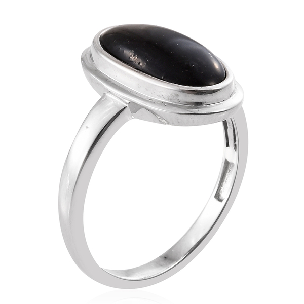 Shungite (Ovl) Solitaire Ring in Platinum Overlay Sterling Silver 3.750 Ct.