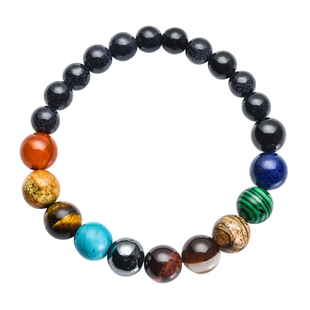 9 Planets Hematite and Multi Gemstones Beads Bracelet 120.50 Ct.
