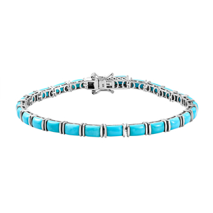 Sleeping Beauty Turquoise Linking Bracelet (Size - 8) in Platinum Overlay Sterling Silver 12.75 ct, Silver Wt. 11.52 Gms