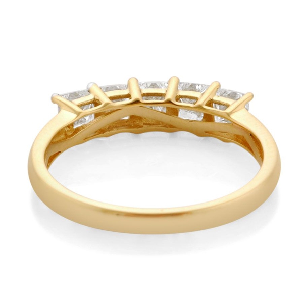 ILIANA 18K Y Gold IGI Certified Diamond (Sqr) (SI/G-H) 5 Stone Ring 1.000 Ct.