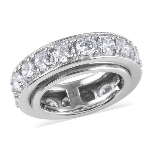 Simulated Diamond Full Eternity Band Ring in Platinum Plated M3558251