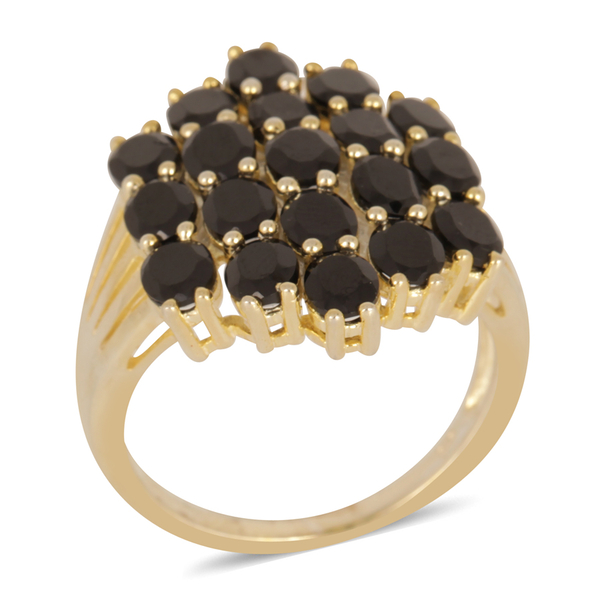 Thai Black Spinel (8.50 Ct) 14K Gold Overlay Sterling Silver Ring  8.500  Ct.