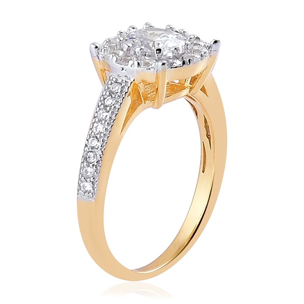 AAA Simulated White Diamond (Rnd) Ring in Yellow Gold Overlay Sterling Silver
