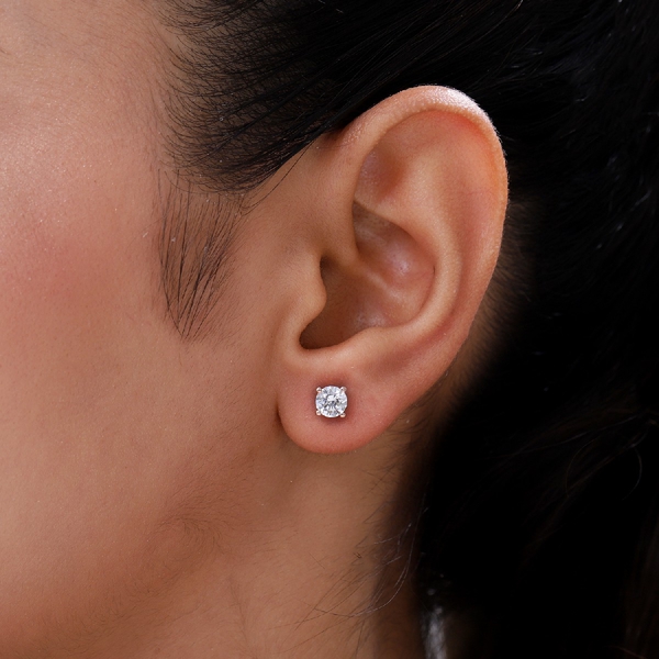 Lustro Stella Rose Gold Overlay Sterling Silver Stud Earrings (with Push Back) Made with Finest CZ 1.73 Ct.