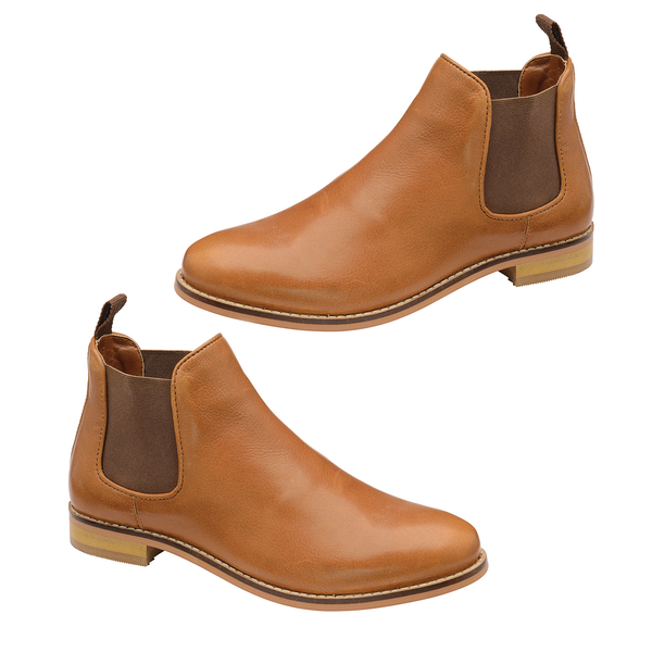 Ravel Tan Graven Leather Slip-On Ankle Boots (Size 6)
