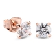 Lustro Stella Rose Gold Overlay Sterling Silver Stud Earrings (with Push Back) Made with Finest CZ 1.73 Ct.