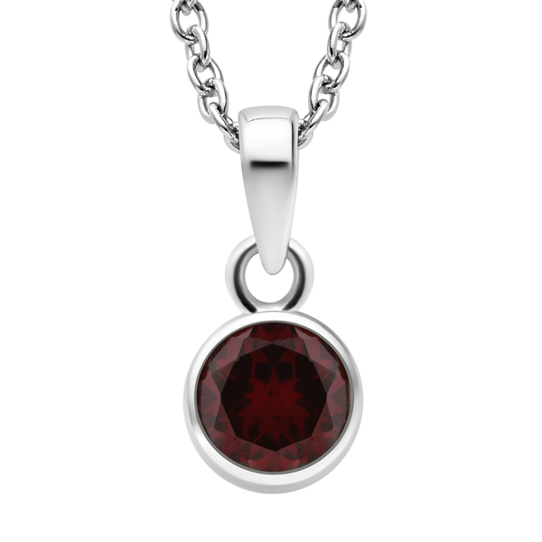 2 Piece Set - Mozambique Garnet Pendant and Hook Earrings in Platinum Overlay Sterling Silver Stainless Steel Chain ( Size 20), Silver Wt. 5.50 Gms
