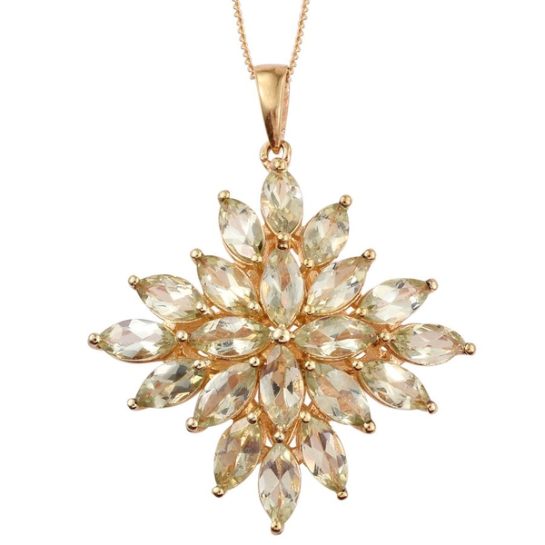 Natural Canary Apatite (Mrq) Cluster Pendant With Chain in 14K Gold Overlay Sterling Silver 7.500 Ct