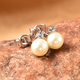 Japanese Akoya Pearl and Natural Cambodian Zircon Stud Earrings (with Push Back) in Rhodium Overlay Sterling Silver