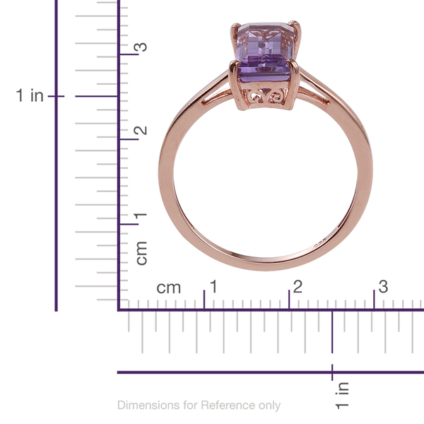 Rose De France Amethyst (Bgt) Solitaire Ring in Rose Gold Overlay Sterling Silver 2.500 Ct.