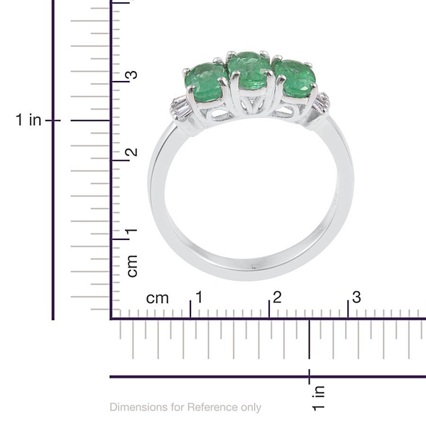 ILIANA 18K White Gold AAA Boyaca Colombian Emerald (Ovl) Diamond (SI G-H) Ring 1.250 Ct.