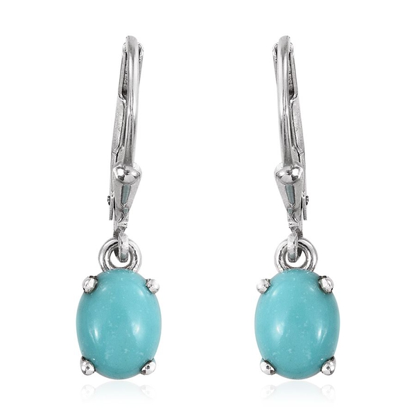 Sonoran Turquoise (Ovl) Lever Back Earrings in Platinum Overlay Sterling Silver 2.000 Ct.