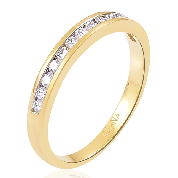 ILIANA 18K Yellow Gold IGI Certified Diamond (Rnd) (SI/G-H) Half Eternity Band Ring 0.250 Ct.