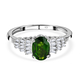 One Time Deal - Chrome Diopside and Diamond Ballerina Ring in Platinum Overlay Sterling Silver 1.00 