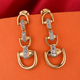 Sundays Child - Natural Cambodian Zircon Snaffle Dangle Earrings (with Push Back) in 14K Gold Overlay Sterling Silver