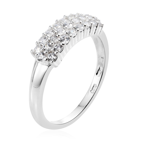 J Francis Sterling Silver (Rnd) Cluster Ring Made with Finest CZ