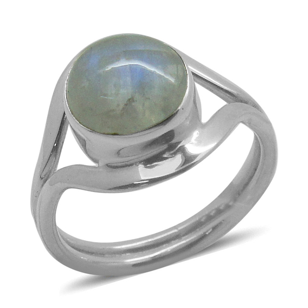 Royal Bali Collection Rainbow Moonstone (Rnd) Solitaire Ring in Sterling Silver 4.670 Ct.