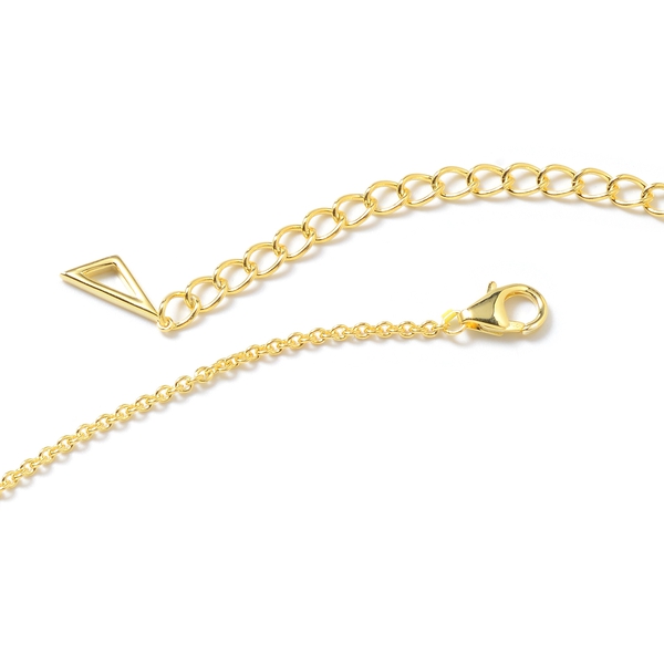LucyQ Yellow Gold Overlay Sterling Silver Art Deco Necklace (Size 16 with 4 inch Extender), Silver wt 12.30 Gms.