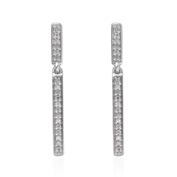 0.22 Ct Diamond Silver Single Strand Earrings (with Push Back) in Platinum Overlay