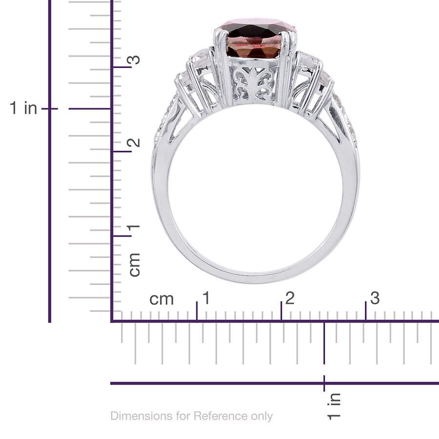 Bi-Colour Tourmaline Quartz (Ovl 6.00 Ct), White Topaz Ring in Platinum Overlay Sterling Silver 6.750 Ct.