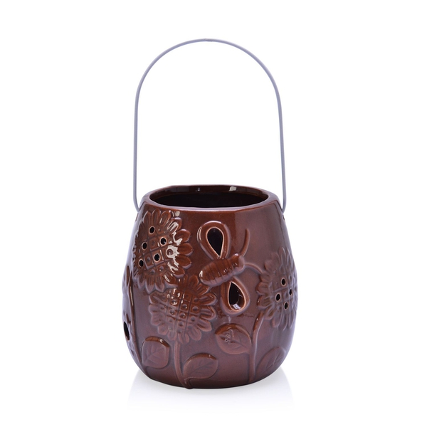 Chocolate Colour Sunflower Pattern Ceramic Lantern