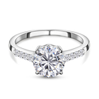 Moissanite Ring (Size Q) in Platinum Overlay Sterling Silver 1.31 Ct.