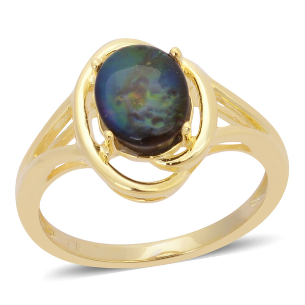 Canadian Ammolite (Ovl) Solitaire Ring in Yellow Gold Overlay Sterling Silver 1.500 Ct.