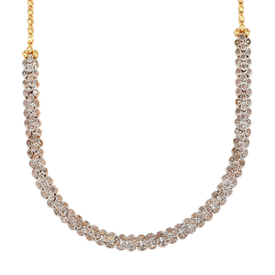 White Diamond  Fancy Necklace (Size - 16) in Vermeil YG Sterling Silver 1.51 ct, Silver Wt. 22.54 Gm