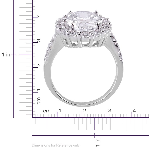 AAA Simulated White Diamond Ring in Rhodium Plated Sterling Silver