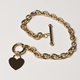 JCK Vegas Close Out- 9K Yellow Gold Belcher Bracelet with Heart Charm and T Bar Clasp (Size 8), Gold Wt. 7.28 Gms