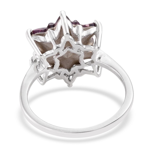 STELLARIS CUT Lustro Stella  - Rubellite Colour Crystal Solitaire Ring in Platinum Overlay Sterling Silver
