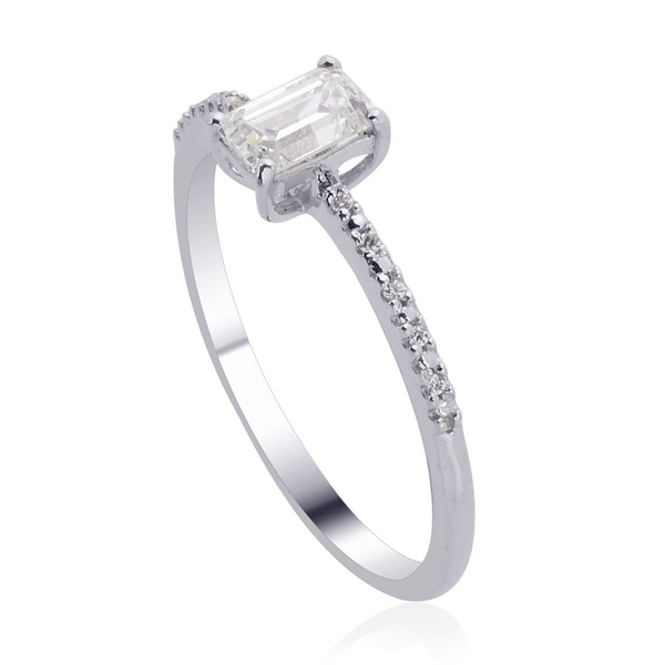 Lustro Stella - Platinum Overlay Sterling Silver (Oct) Ring Made with Finest CZ 0.720 Ct.