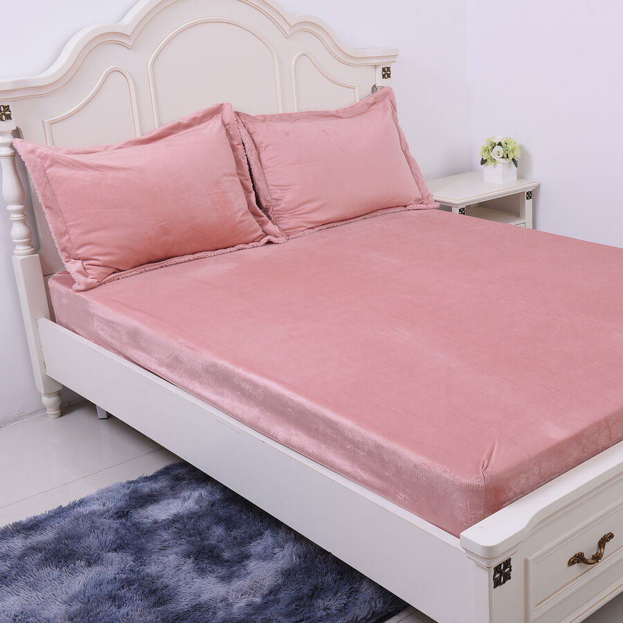 Serenity Night 4 Piece Sherpa Comforter Set Dusky Pink Comforter