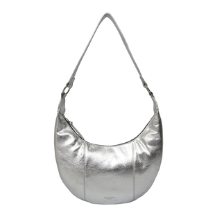 ASSOTS LONDON Layla Genuine Leather Fully Lined Hobo Shoulder Bag - Silver
