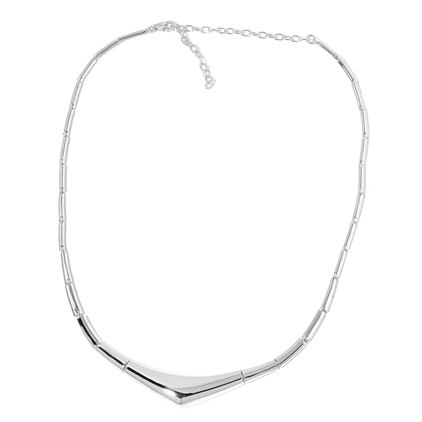 LucyQ Pebble Necklace (Size 16 with 3 inch Extender) in Rhodium Plated Sterling Silver 34.71 Gms.