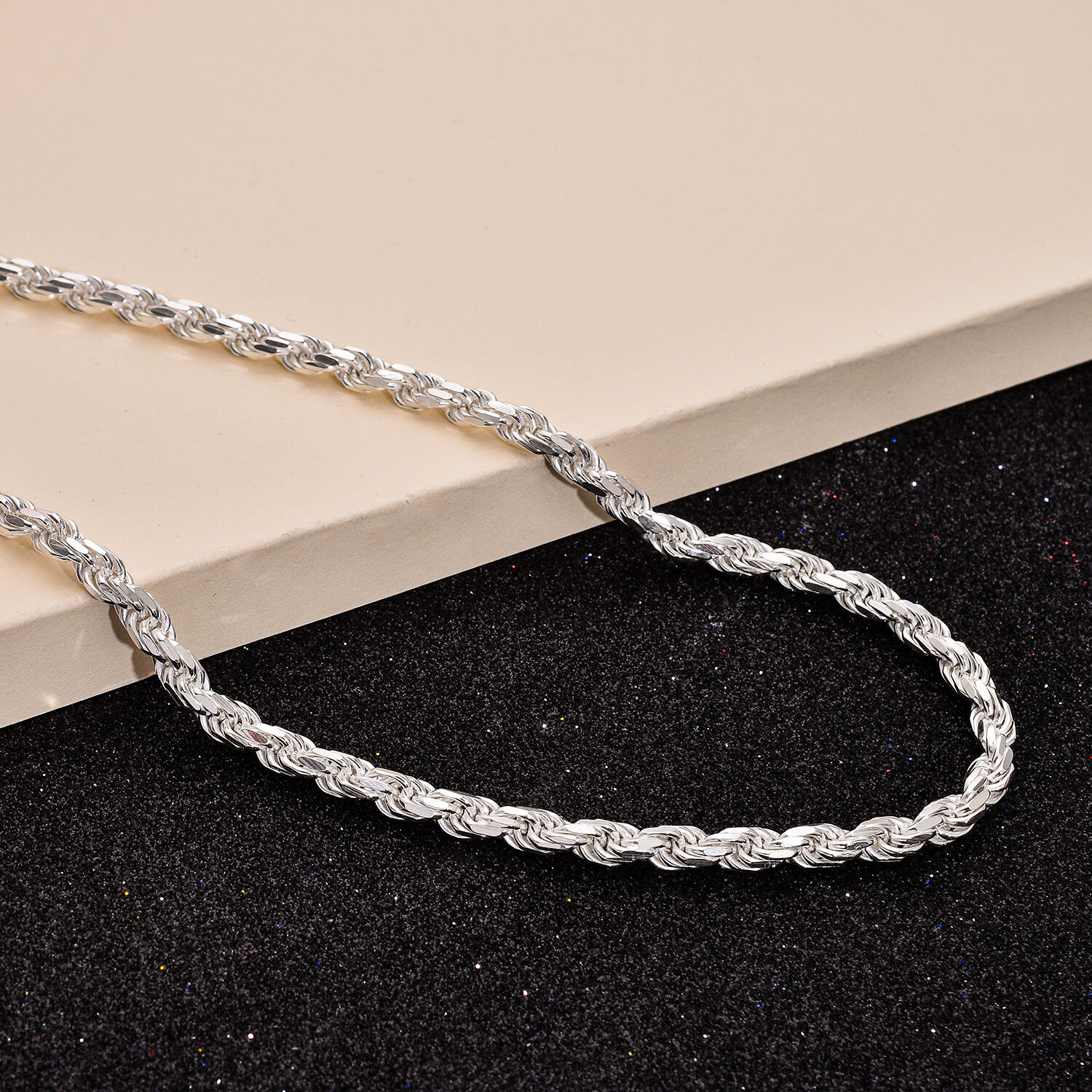 Sterling Silver Rope Necklace (Size 