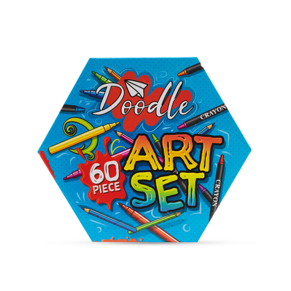 Doodle 60 Piece Hexagon Washable Art and Craft Set - Blue