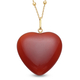 Carnelian Heart Pendant with Chain (Size 20) in Yellow Gold Overlay Sterling Silver