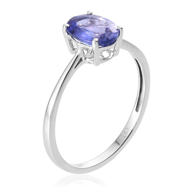 14K W Gold AA Tanzanite (Ovl) Solitaire Ring 1.500 Ct.