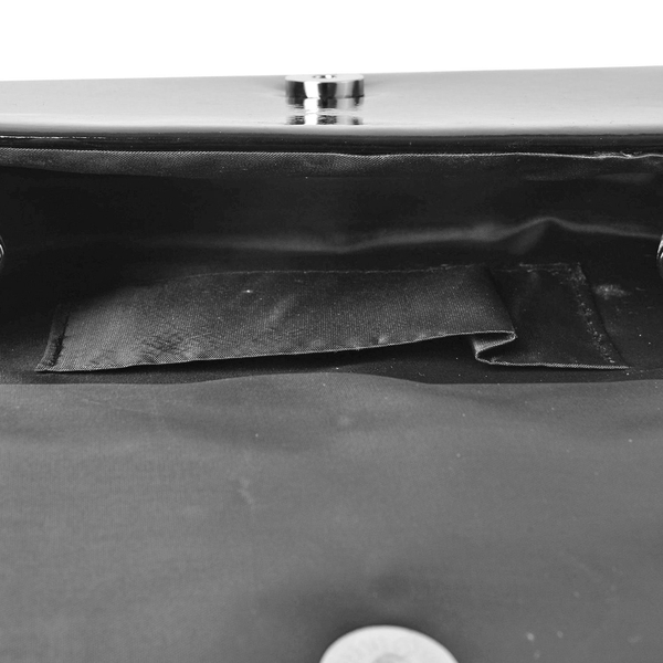 Black Colour Clutch Bag with Chain Strap (Size 21X12X5 Cm)