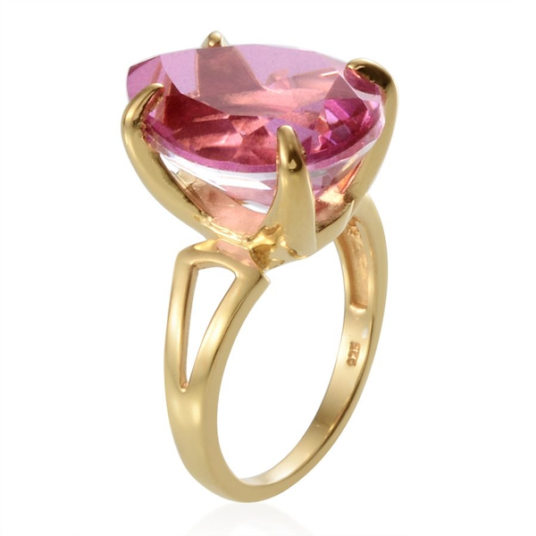 Kunzite Colour Quartz (Pear) Solitaire Ring in 14K Gold Overlay Sterling Silver 18.250 Ct.