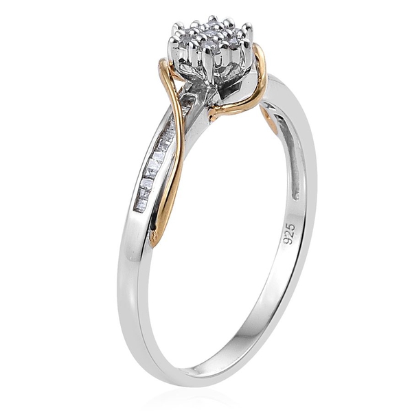 Diamond (Rnd) Ring in Platinum and Yellow Gold Overlay Sterling Silver 0.250 Ct.